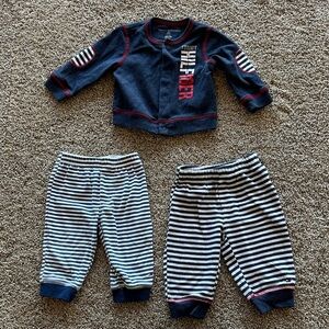 Tommy Hilfiger Navy and Red Baby Onesie